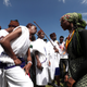 An Ethiopian couple dance as they take part in the Irreecha celebration, the Oromo People thanksgiving ceremony in Addis Ababa, Ethiopia. October 5, 2019.